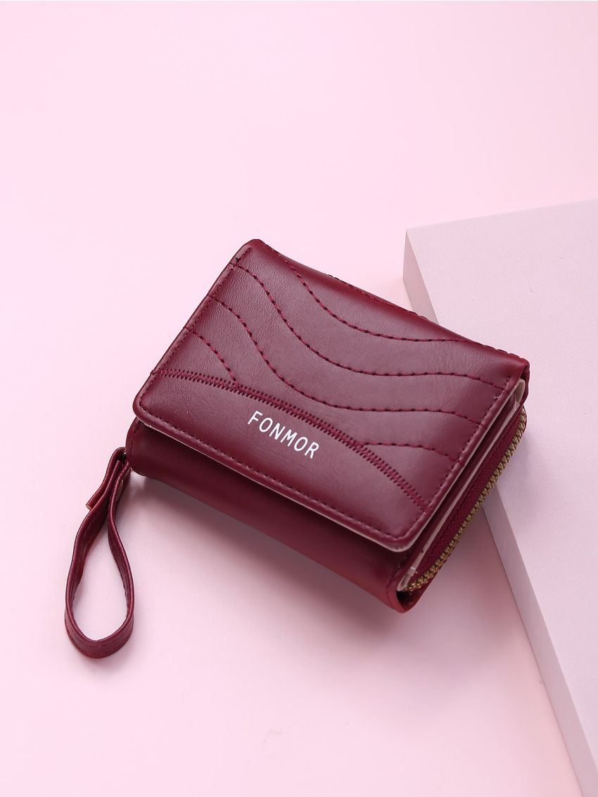 Letter Detail Fold Over Small Purse