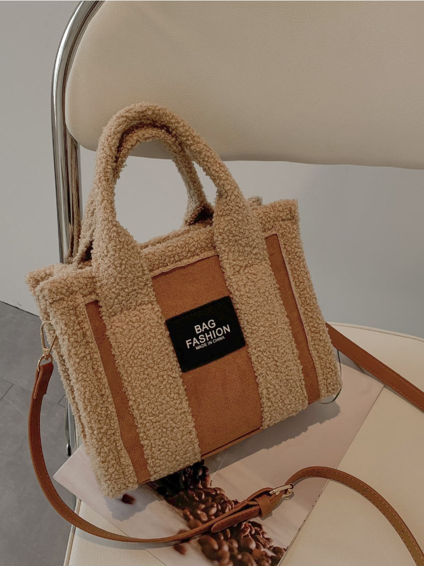 Contrast Binding Letter Detail Square Bag