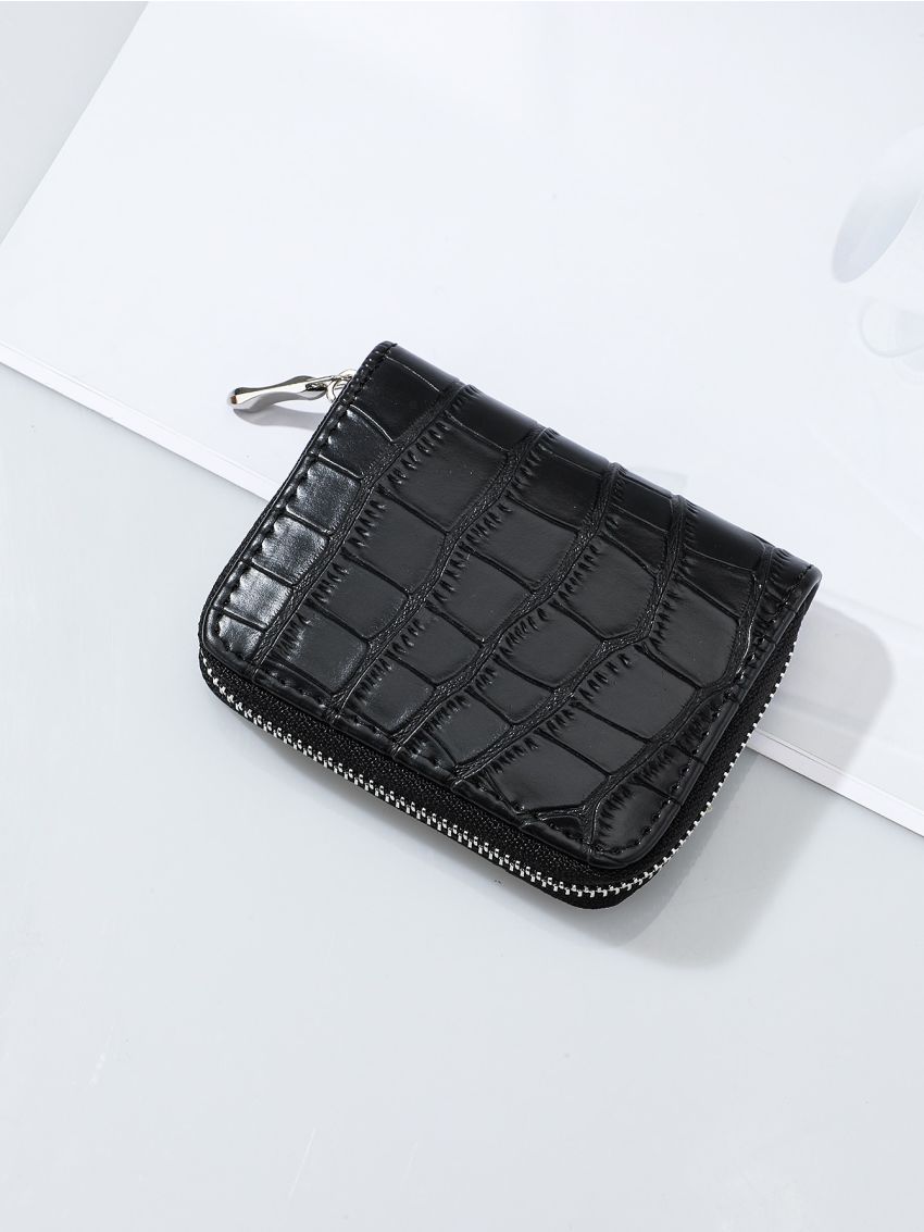 Crocodile Embossed Zip Card Holder