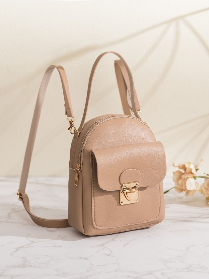 Mini Metal Decor Flap Backpack