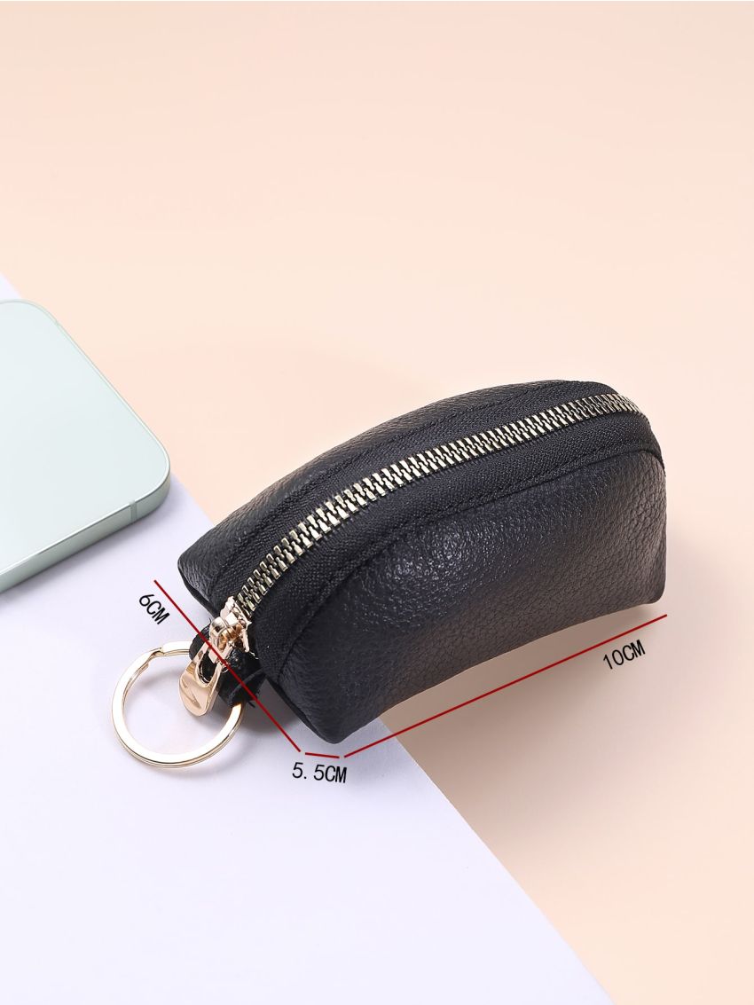 Litchi Embossed Zip Coin Case