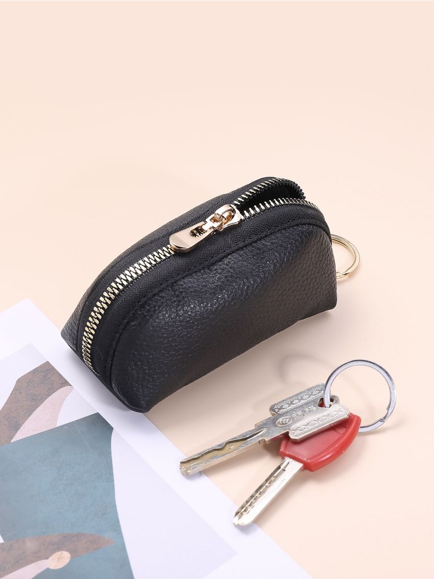 Litchi Embossed Zip Coin Case