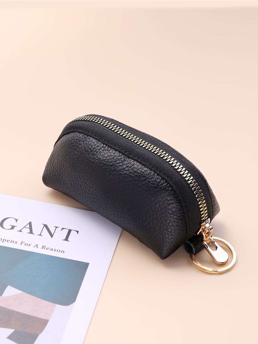 Litchi Embossed Zip Coin Case