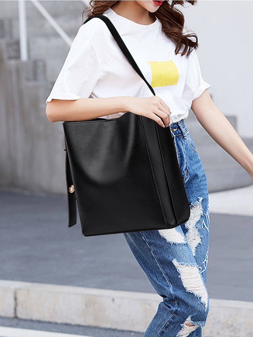 Large Capacity Bucket Bag With Small Bag