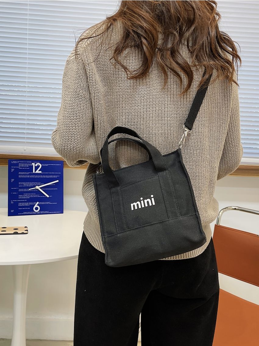 Letter Graphic Satchel Bag