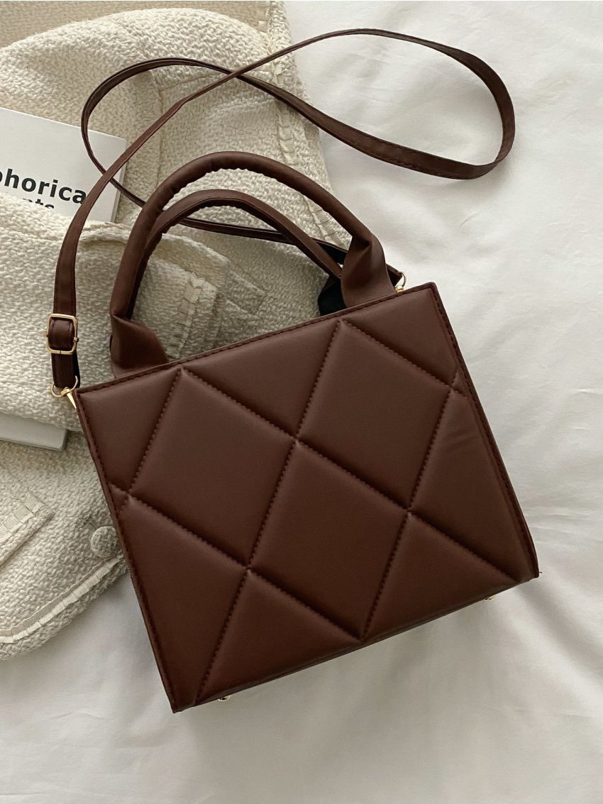 Quilted Embossed Zip Square Bag