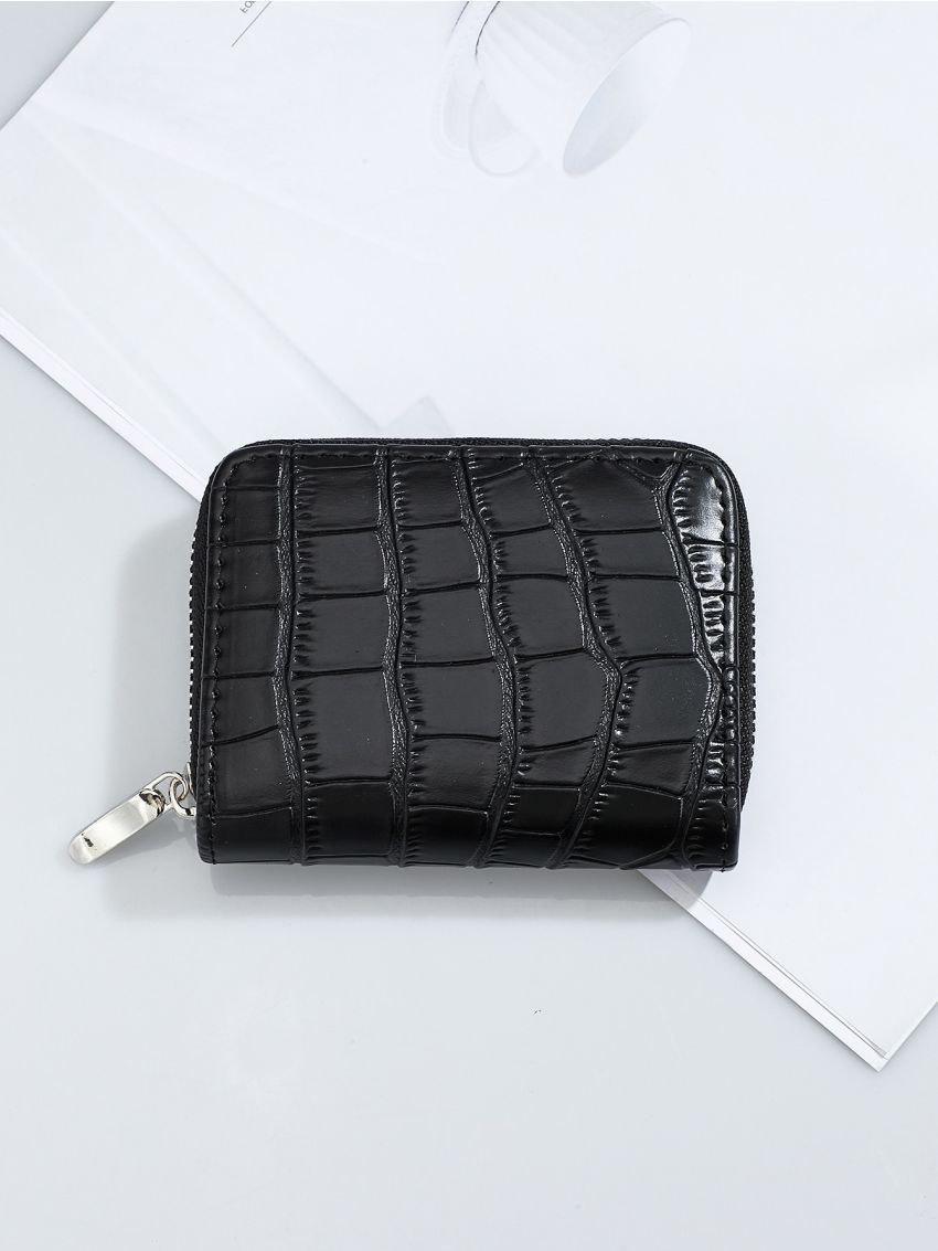 Crocodile Embossed Zip Card Holder