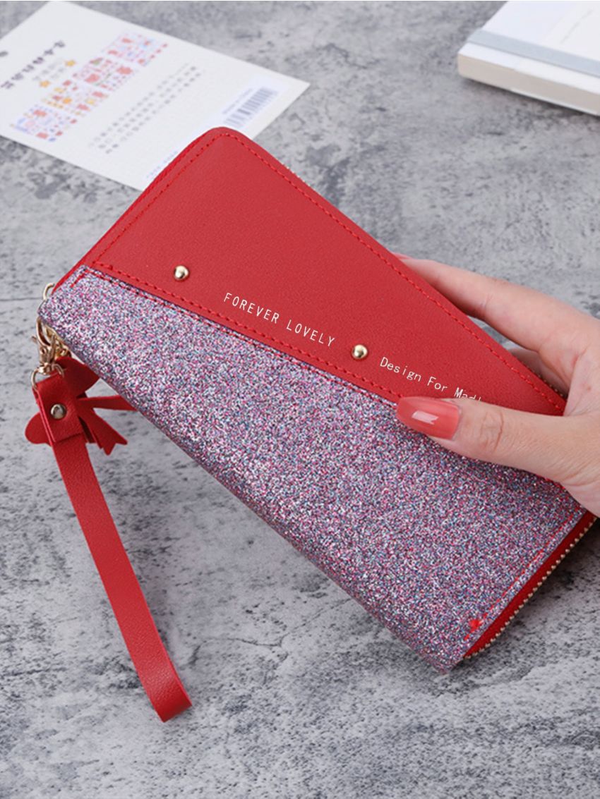 Tassel Decor Glitter Long Wallet