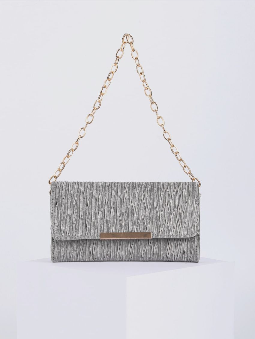Metallic Flap Chain Square Bag
