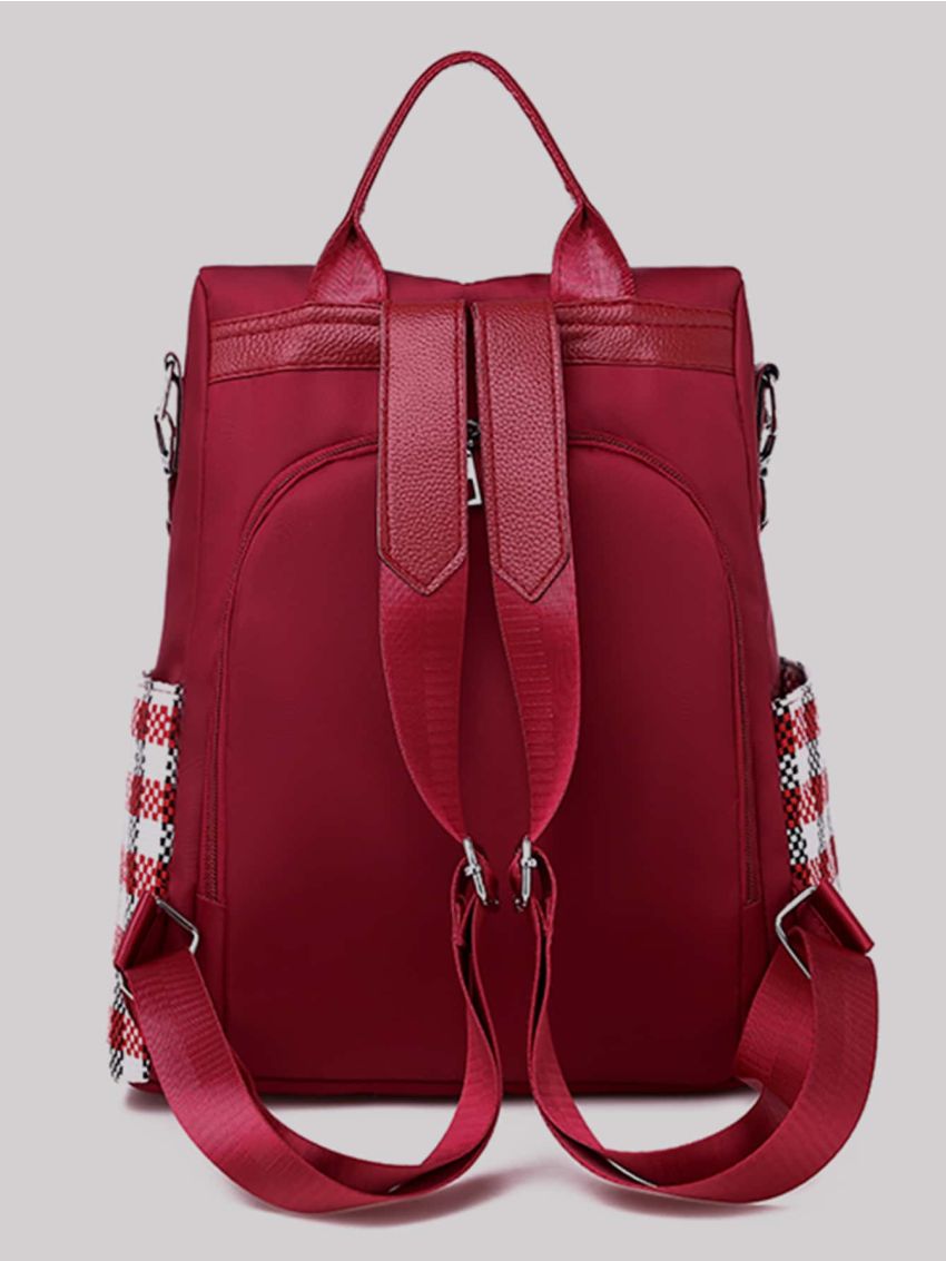 Letter Patch Plaid Pattern Backpack