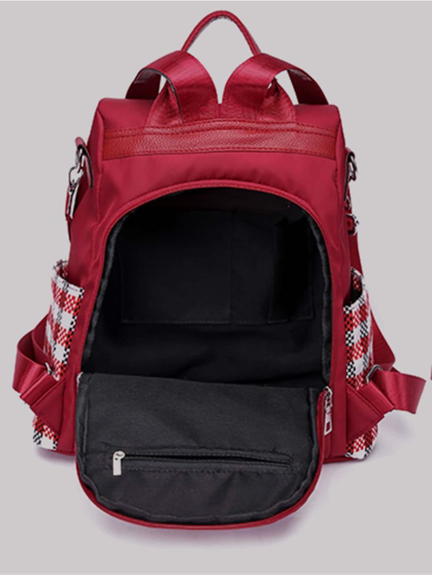 Letter Patch Plaid Pattern Backpack