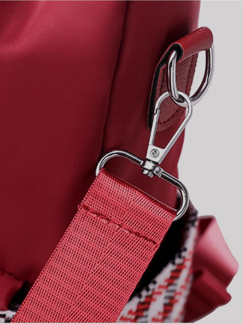 Letter Patch Plaid Pattern Backpack