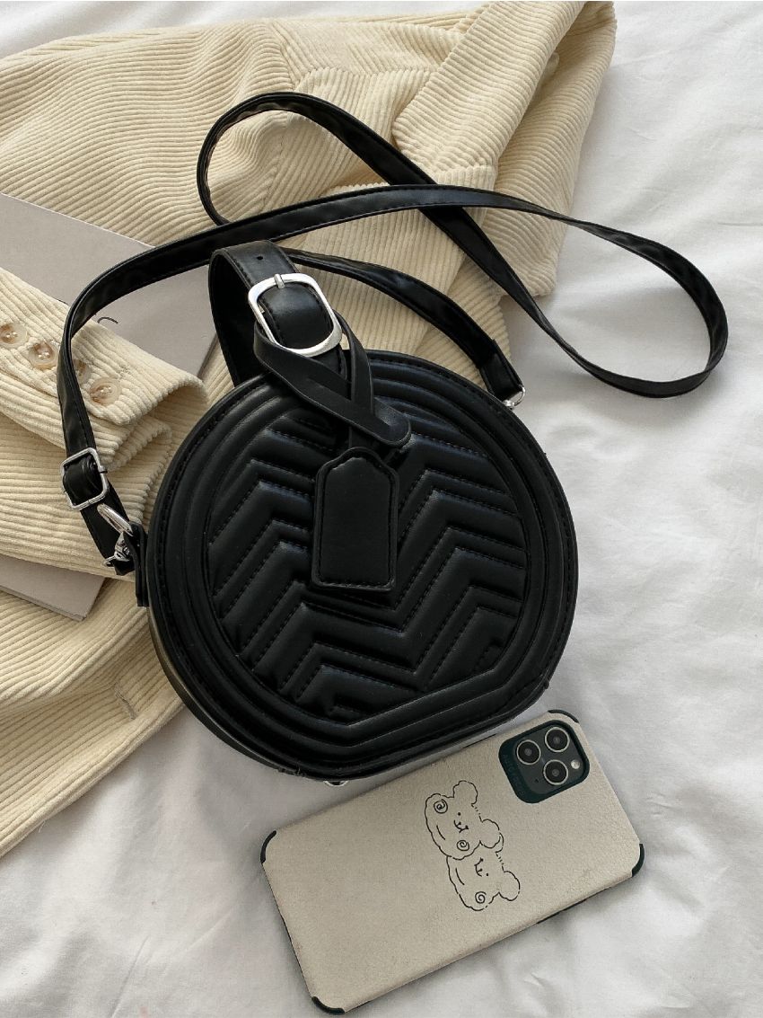 Mini Minimalist Chevron Buckle Circle Bag