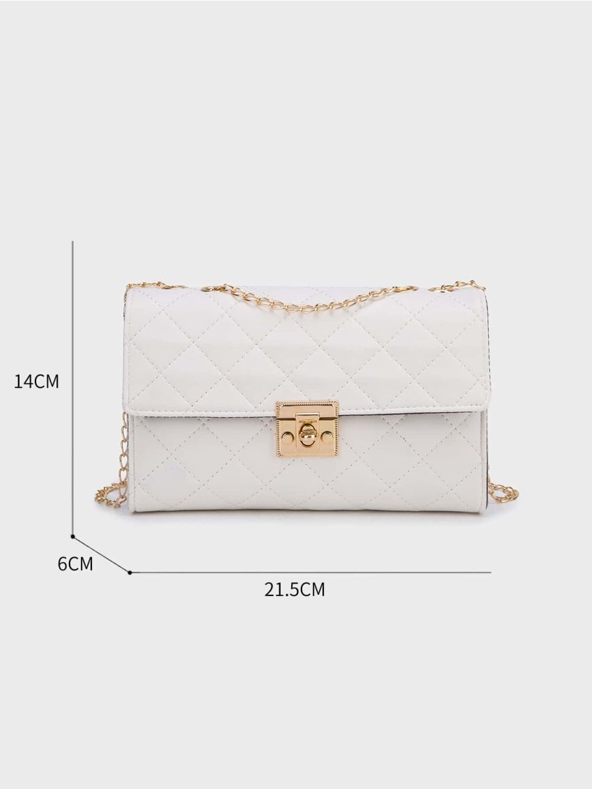 Quilted Turn-lock Chain Square Bag