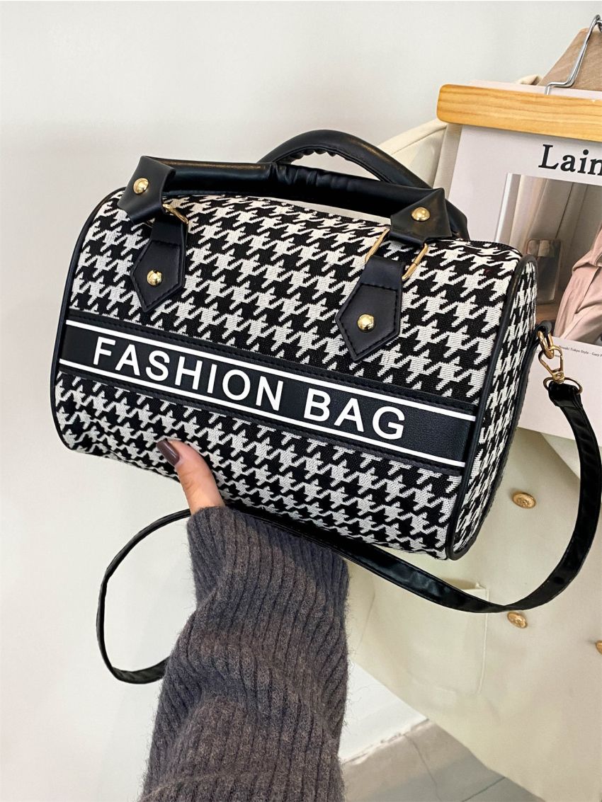 Leopard & Letter Graphic Boston Bag