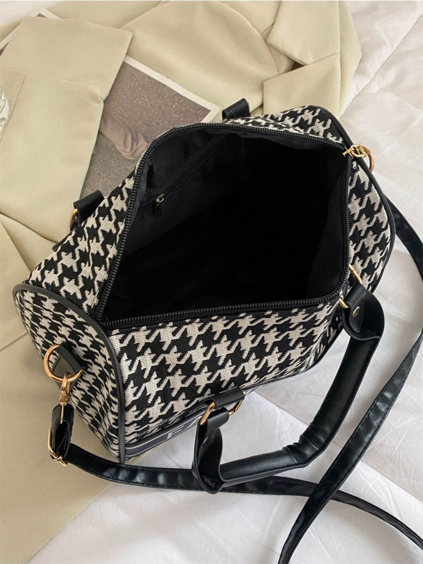 Leopard & Letter Graphic Boston Bag