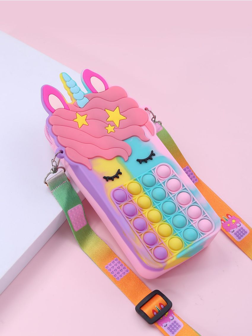 Cartoon Unicorn Design Bubble Crossbody Bag