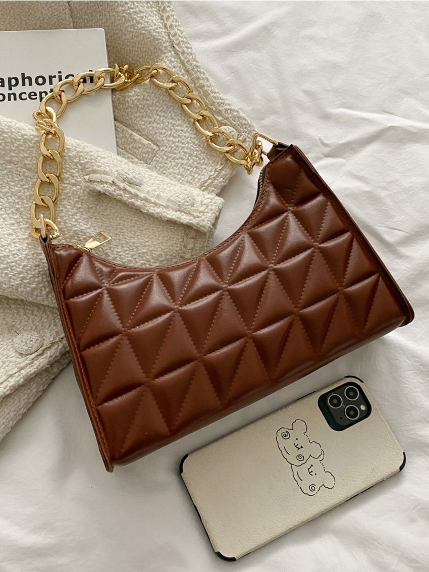 Quilted Chain Baguette Bag