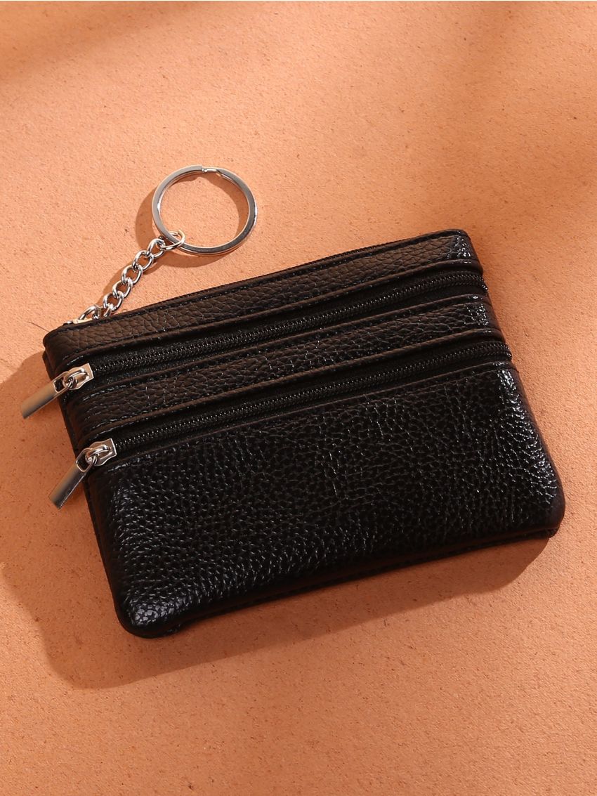 Multi Zip Ring Decor Coin Case