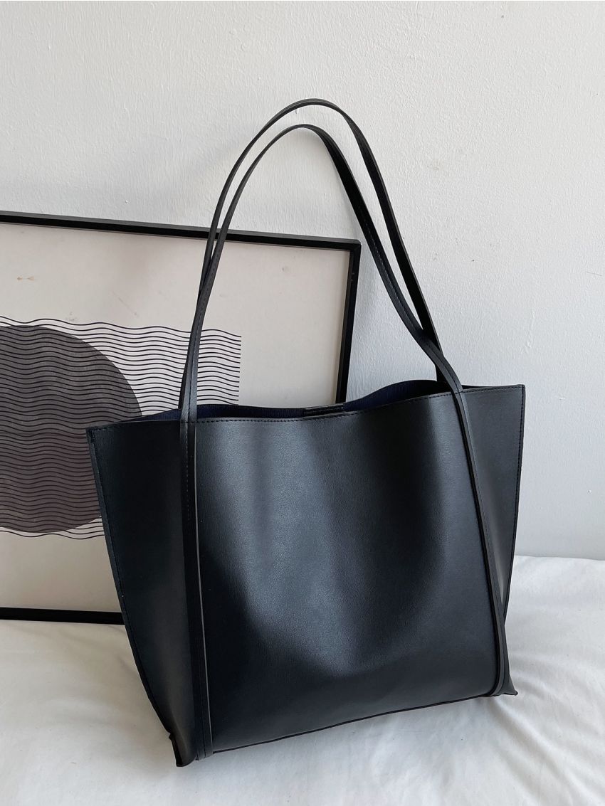 Minimalist Shoulder Tote Bag With Inner Pouch