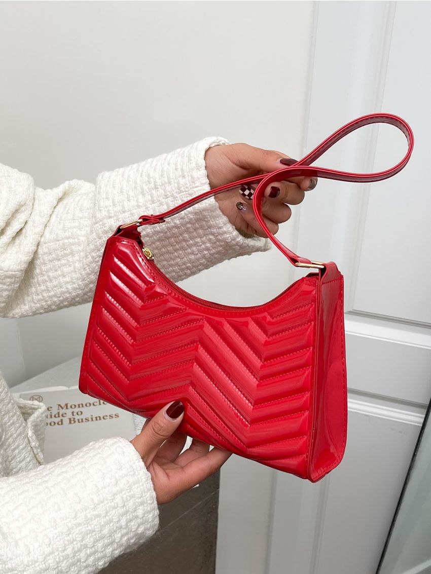 Minimalist Chevron Baguette Bag