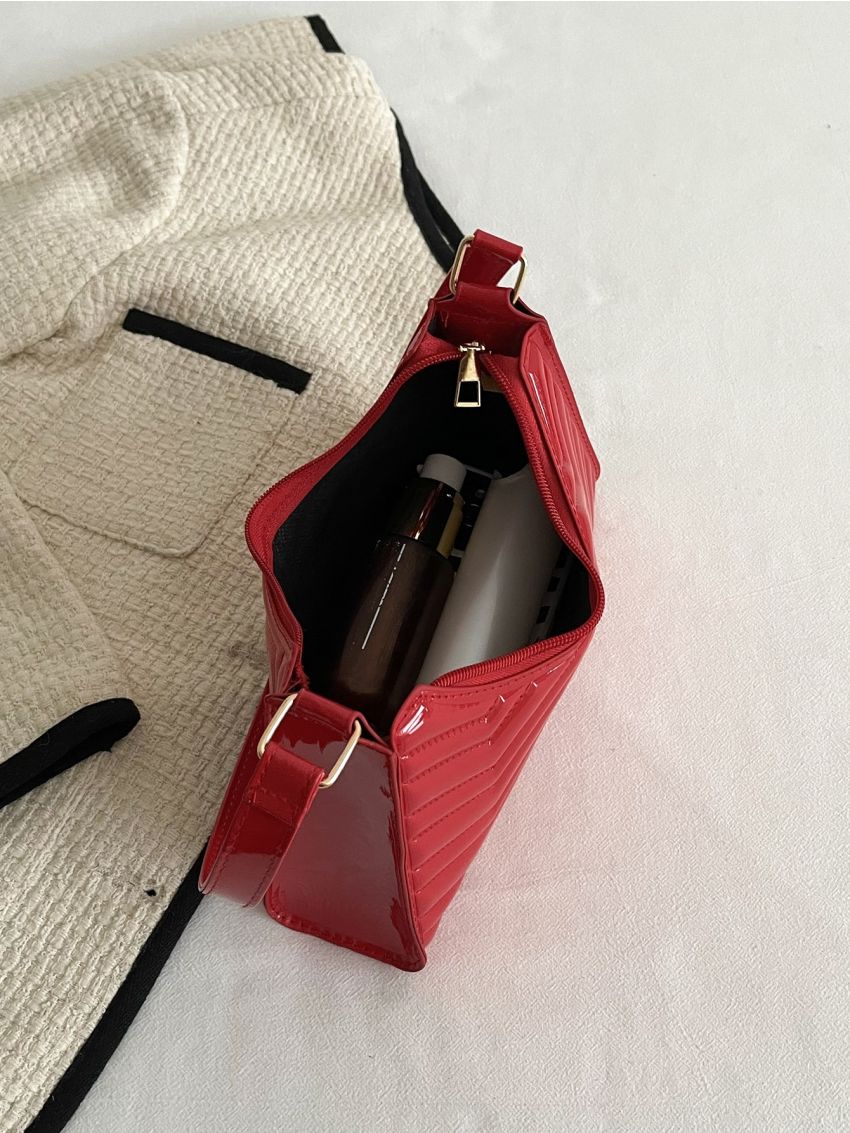 Minimalist Chevron Baguette Bag