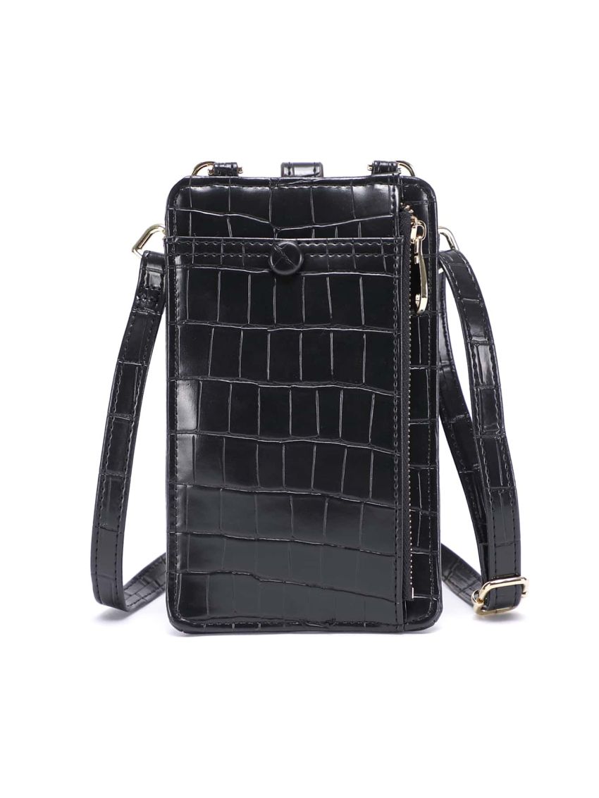 Stone Pattern Snap Button Phone Wallet