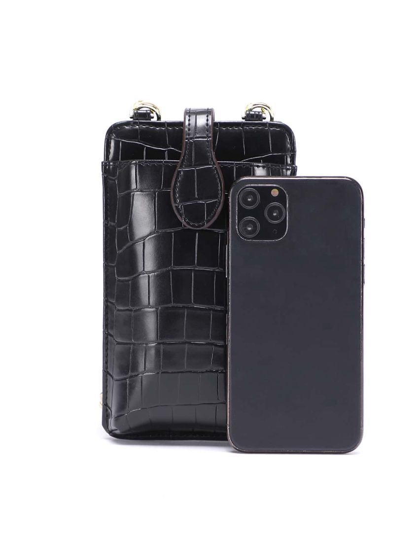 Stone Pattern Snap Button Phone Wallet