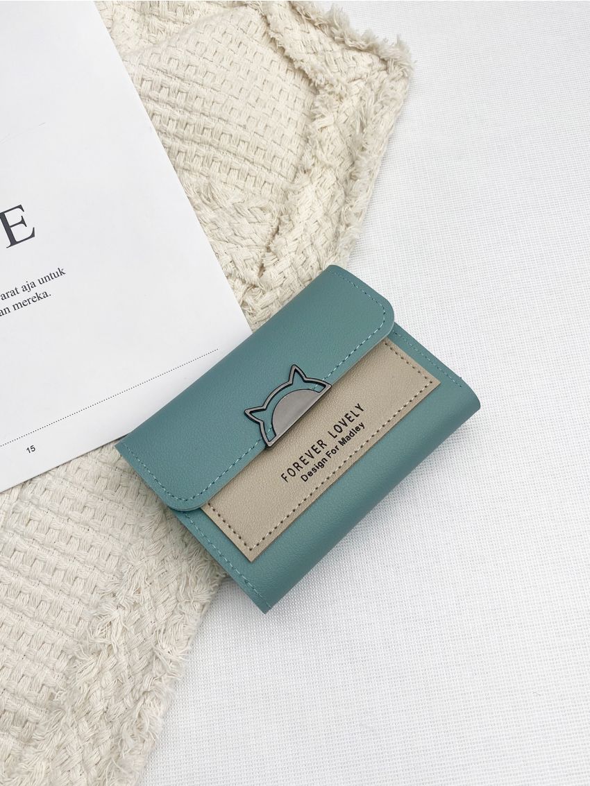 Two Tone Letter Graphic Small Wallet