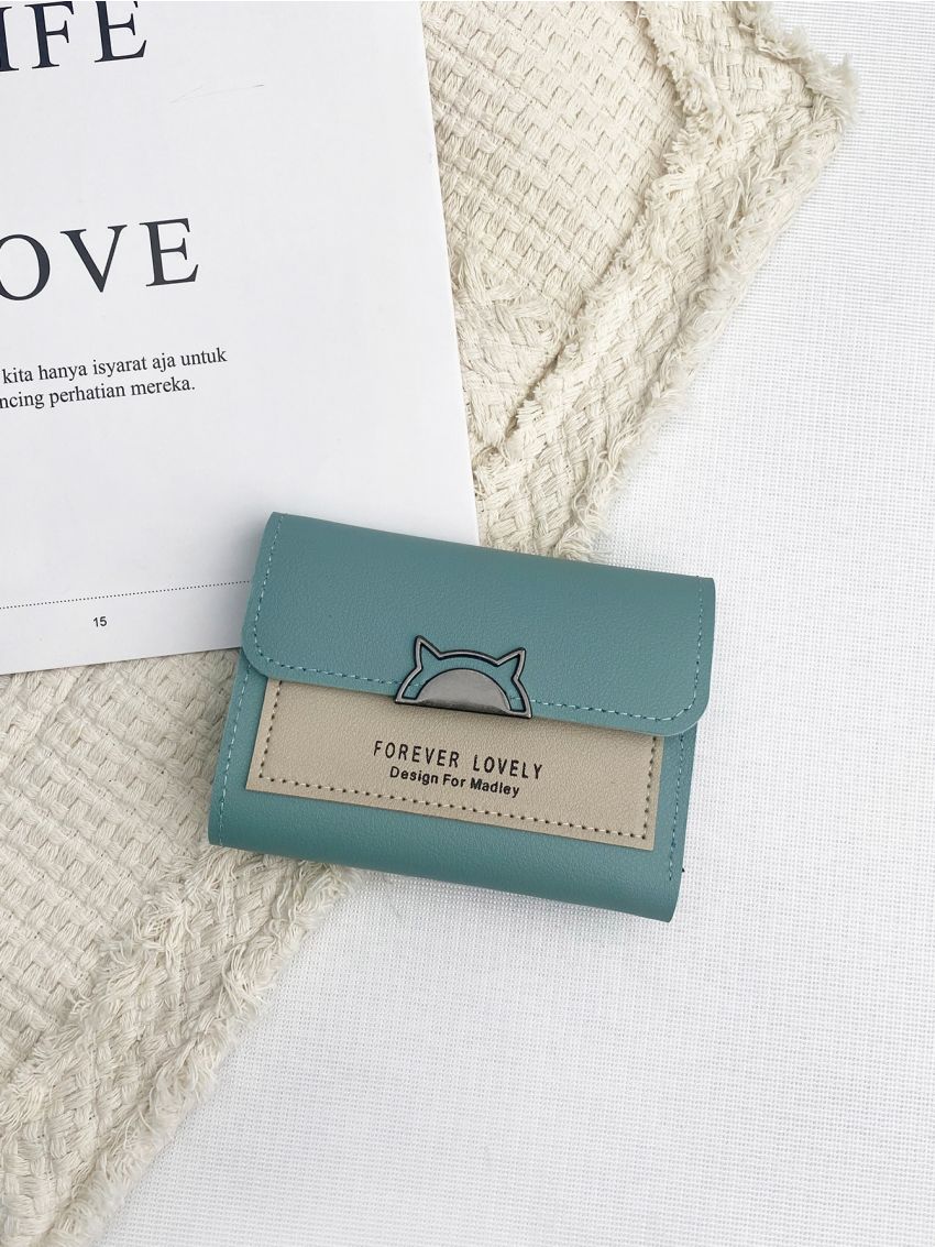 Two Tone Letter Graphic Small Wallet