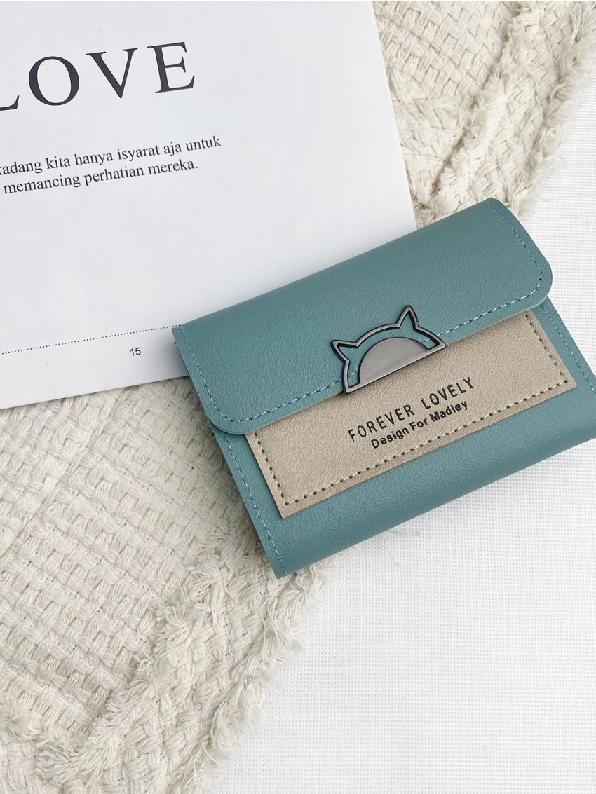 Two Tone Letter Graphic Small Wallet