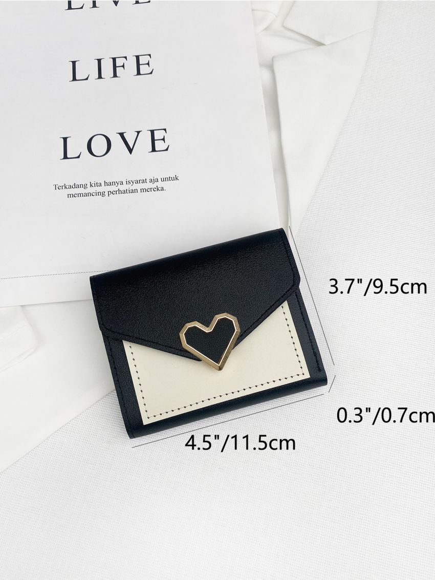 Heart Decor Colorblock Small Wallet