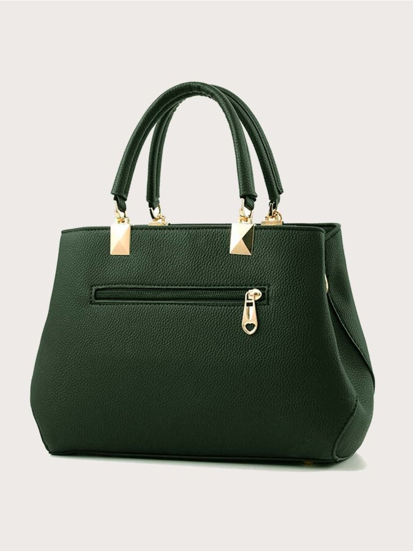 Bow & Flower Decor Litchi Embossed Square Bag