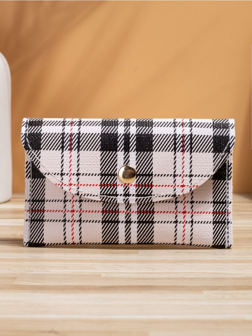 Tartan Snap Button Card Holder
