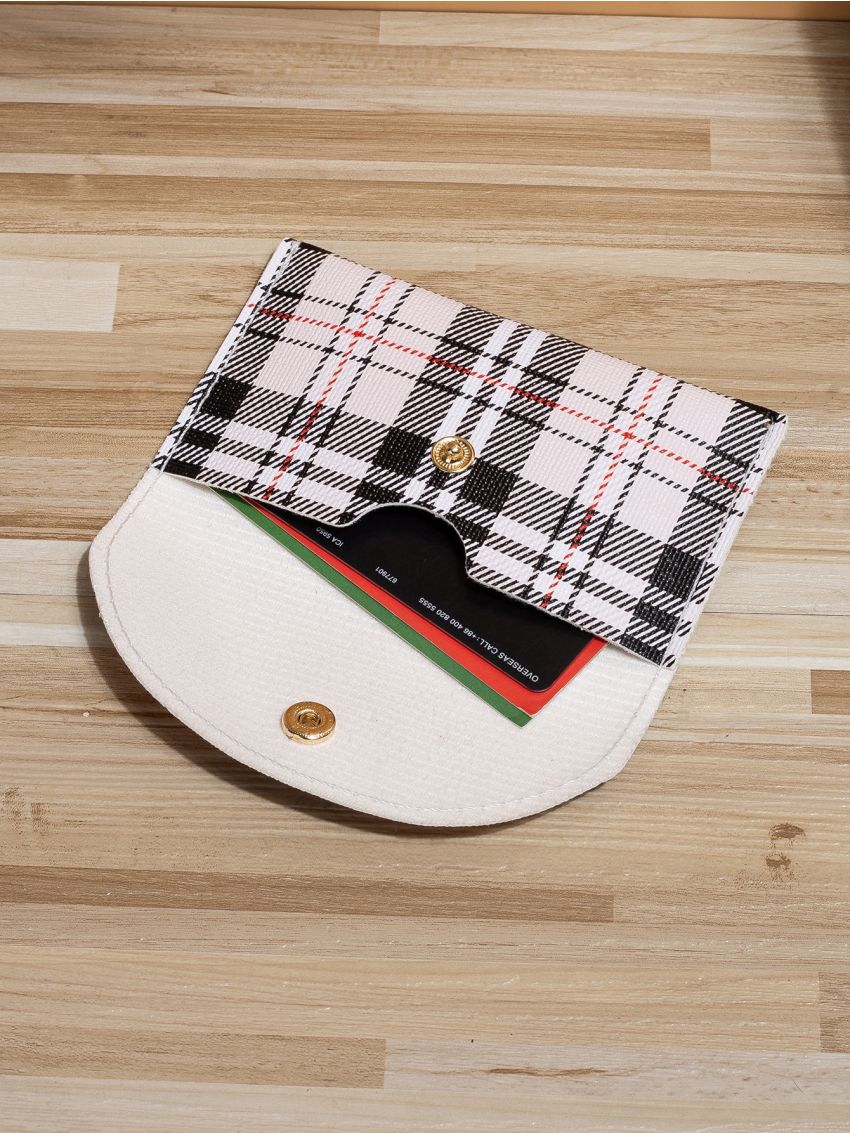 Tartan Snap Button Card Holder