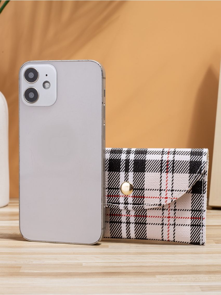 Tartan Snap Button Card Holder