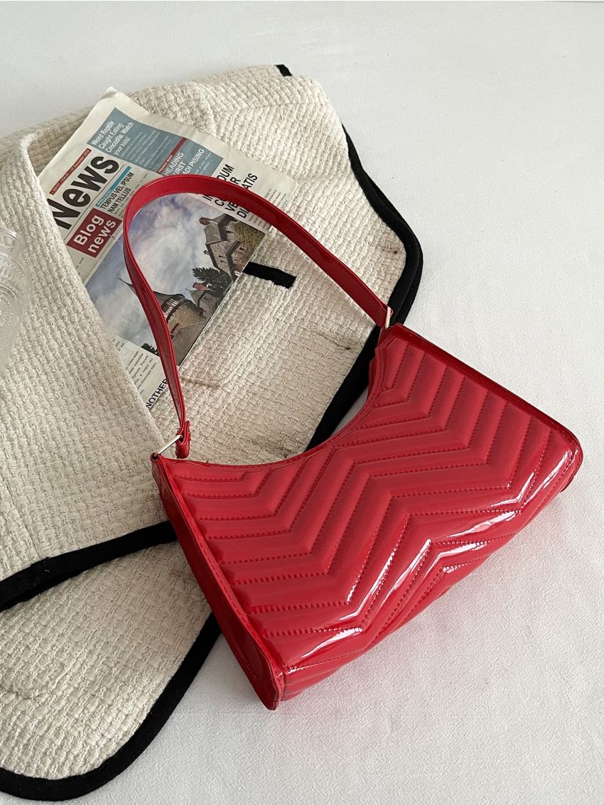 Minimalist Chevron Baguette Bag