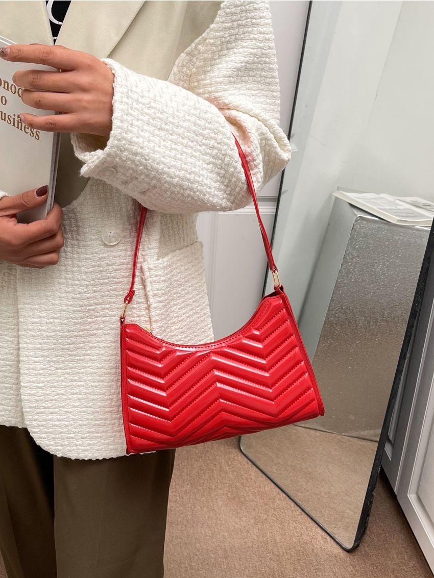 Minimalist Chevron Baguette Bag