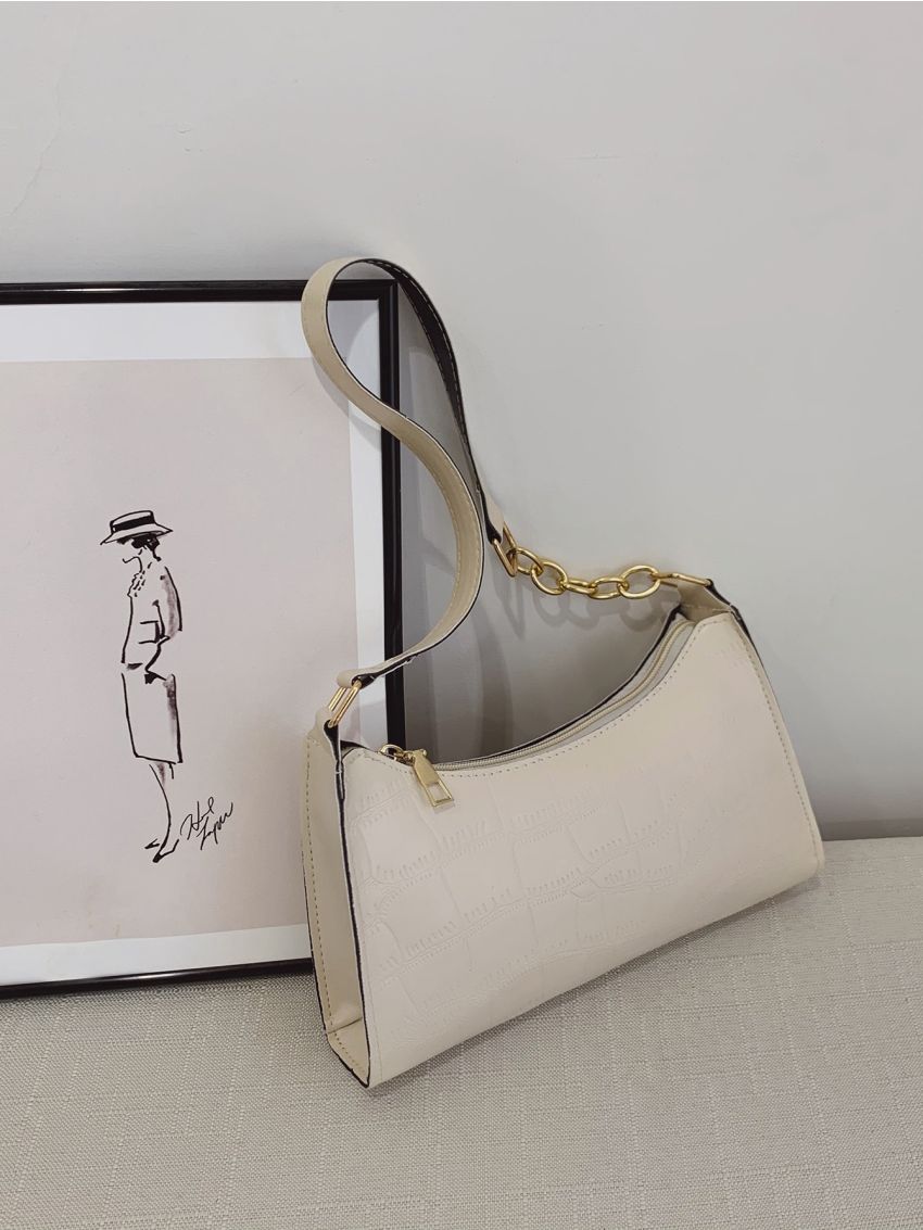 Croc Embossed Shoulder Bag