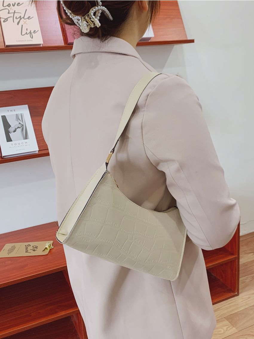 Croc Embossed Shoulder Bag