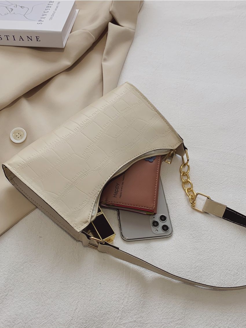 Croc Embossed Shoulder Bag