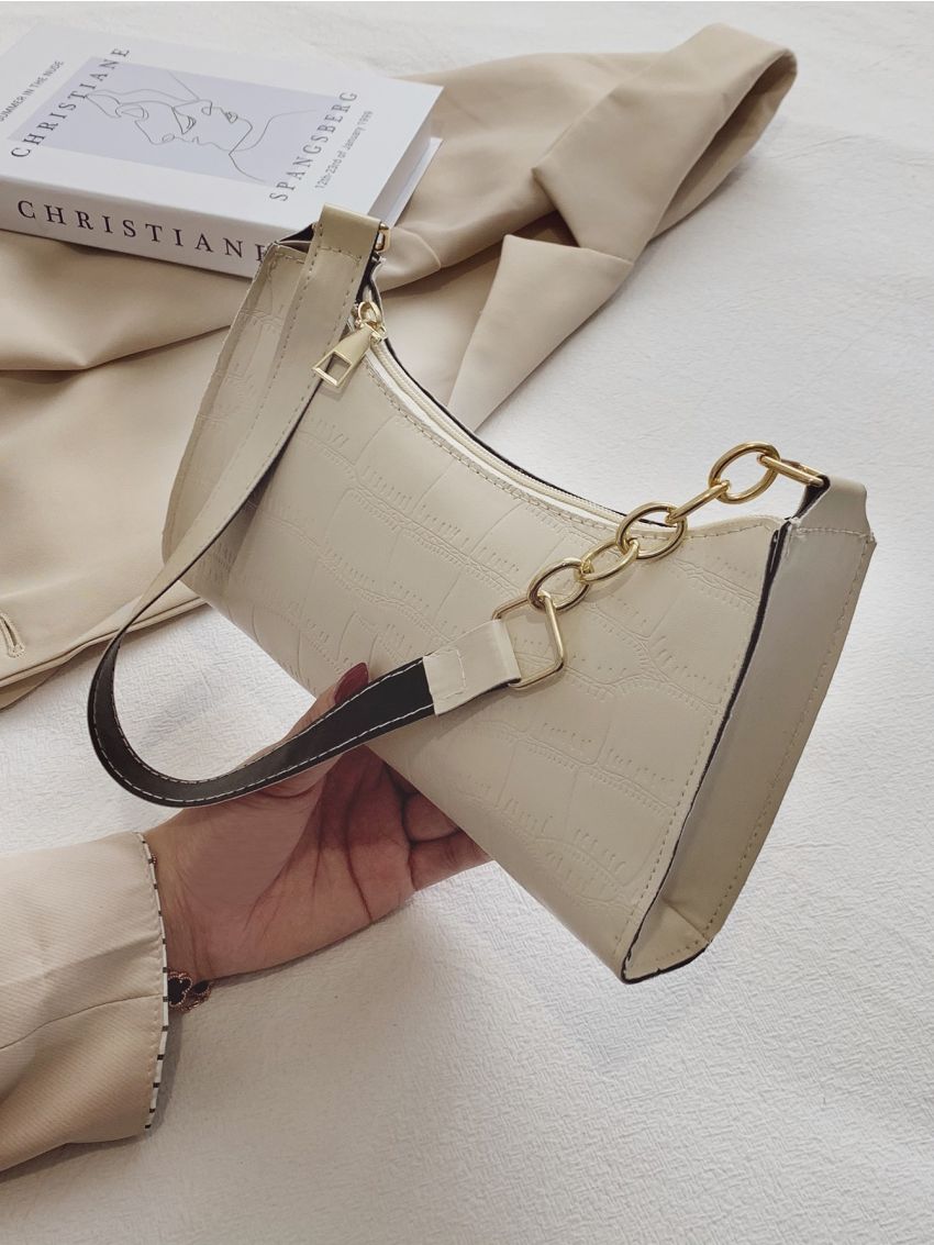 Croc Embossed Shoulder Bag