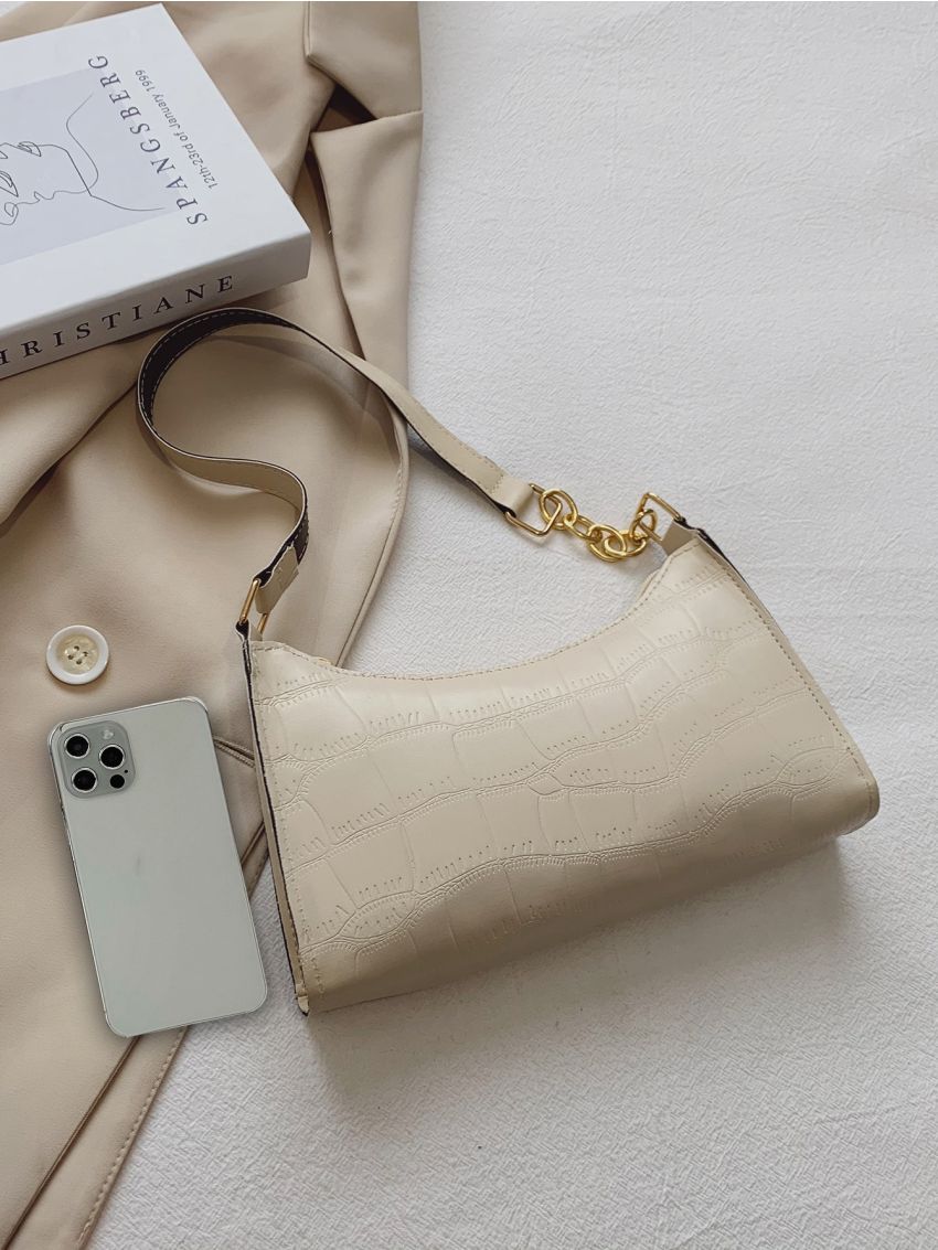 Croc Embossed Shoulder Bag