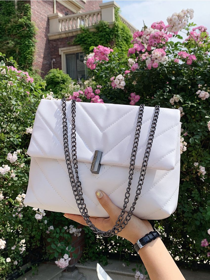 Chevron Flap Chain Bag