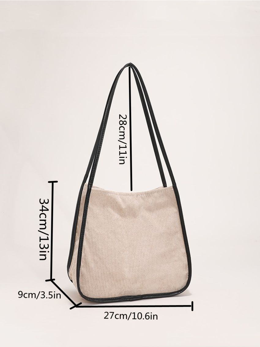 Contrast Binding Shoulder Tote Bag
