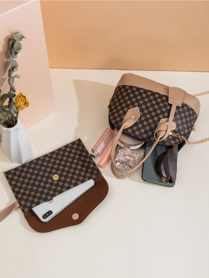 Floral Pattern Dome Bag With Coin Purse