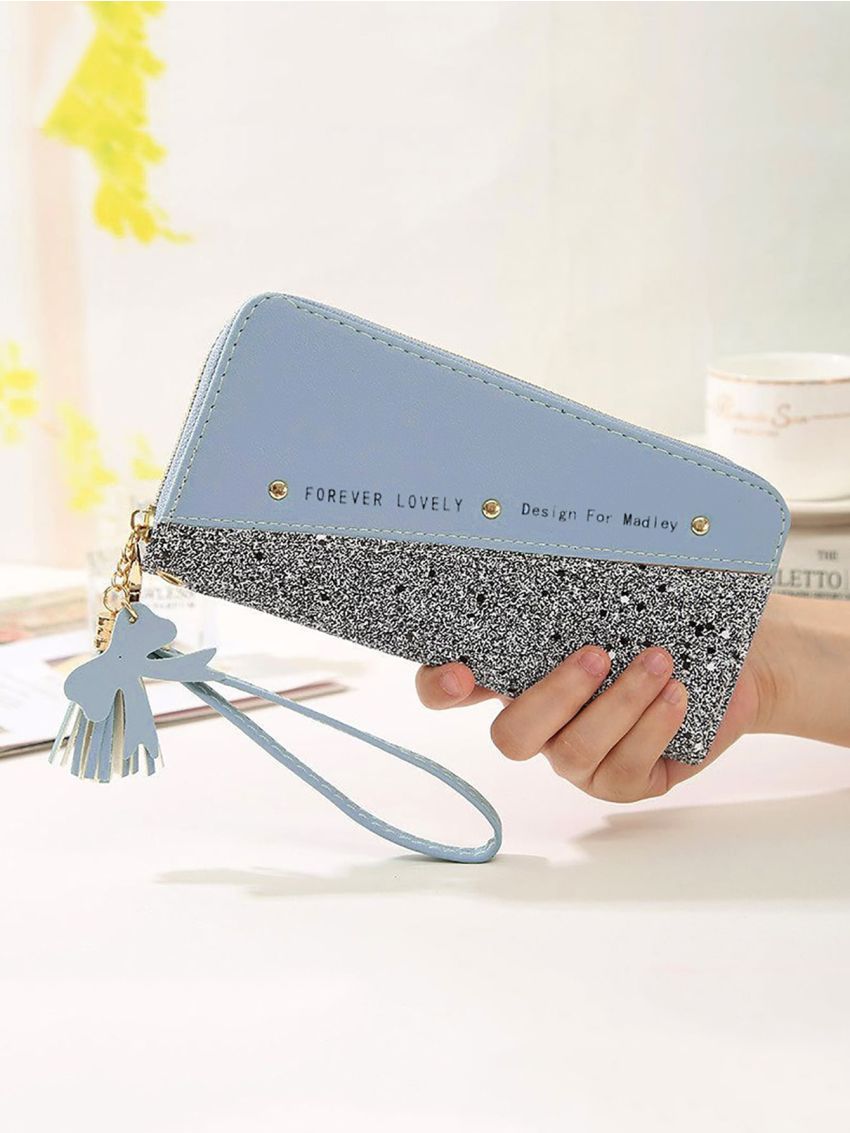 Tassel & Bow Decor Letter Graphic Long Wallet