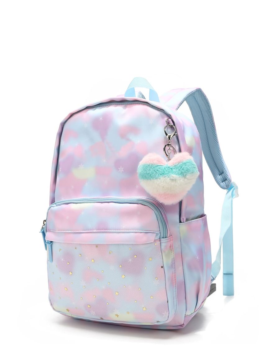 Tie Dye Backpack With Heart Bag Charm