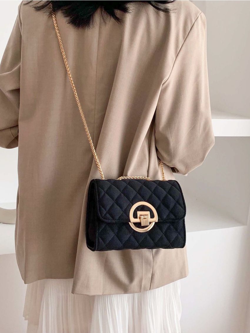 Mini Quilted Buckle Chain Shoulder Bag