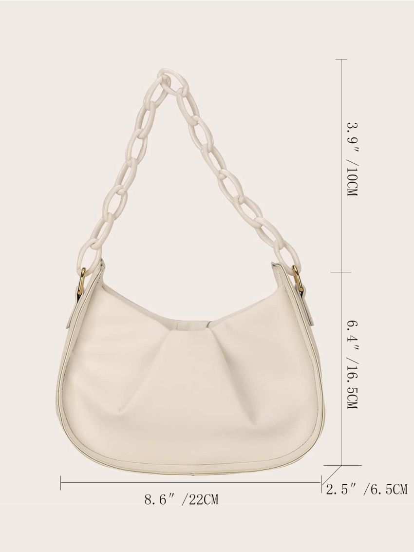 Minimalist Ruched Design Chain Satchel Bag